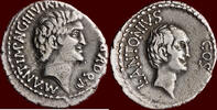 AR Denarius ROMAN IMPERATORS - MARCUS ANTONIUS & LUCIUS ANTONIUS - MARCUS COCCEIUS NERVA, monetarius - Ephesos -