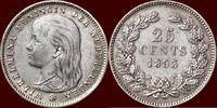 Koninkrijk der Nederlanden 25 Cents NEDERLAND (NETHERLANDS, KINGDOM) - WILHELMINA, 1890-1948 - -
