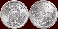 ¼ Gulden NEDERLAND (NETHERLANDS, KINGDOM) - NEDERLANDS OOST-INDIË (DUTCH EAST INDIES) - WILHELMINA, 1890-1948 - 1915, Utrecht -