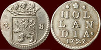 Holland Dubbele wapenstuiver NOORDELIJKE NEDERLANDEN (NETHERLANDS) - REPUBLIEK, 1581-1795 - HOLLAND - 1727, Dordrecht -