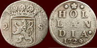 Holland Dubbele wapenstuiver NOORDELIJKE NEDERLANDEN (NORTHERN NETHERLANDS) - REPUBLIEK, 1581-1795 - HOLLAND - 1724, Dordrecht -