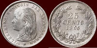 Koninkrijk der Nederlanden NEDERLAND (NETHERLANDS, KINGDOM) - WILHELMINA, 1890-1948 - 25 Cents 1896 unz- /  unz