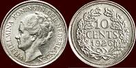 Koninkrijk der Nederlanden NEDERLAND (NETHERLANDS, KINGDOM) - WILHELMINA, 1890-1948 - 10 Cents 1926 vz  /  unc à unz-