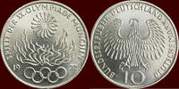  10 Mark 1972 G GERMANY - BRD -  1972 G, Karlsruge “OLYMPIADE MÜNCHEN 19... 9.10 £  +  21.67 £ shipping