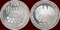 5 Mark GERMANY - BRD - 1974 F, Stuttgart “Grundgesetz” -