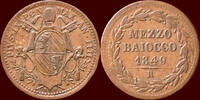 ITALY - PAPAL STATES - PIUS IX, 1846-1878 - ½ Baioccho 1849 R, Rome -