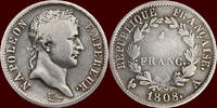  1 Franc 1808 A FRANCE - FIRST EMPIRE - NAPOLEON I, 1804-1814 -  1808 A,... 69.41 £ Tax included +  13.02 £ shipping