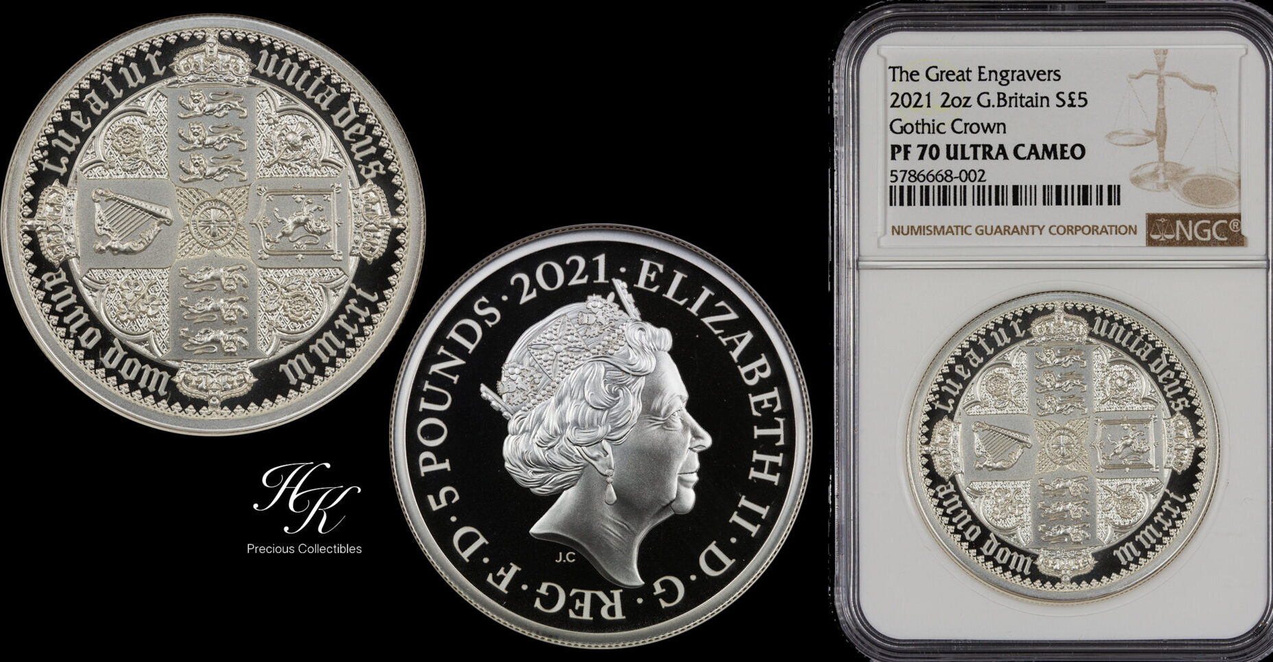 2021年 イギリス 英国 ゴシッククラウン 5ポンド 2オンス プルーフ