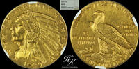 USA 5 DOLLARS GOLD 5 Dollars - Indian Head -1909 NGC AU58 SAN FRANCISCO USA -