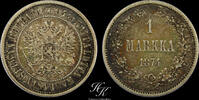 FINLAND 1 MARKKA 1874 Silver 1 Markka 1874 Aleksandr II / III / Nikolai ... 26.03 £ Tax included +  8.68 £ shipping