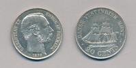 Danish West Indies 20 cents 1878 Christian IX, very beautiful coin, UNC/EF/PROOF