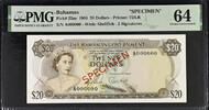 Bahamas 20 Dollars Specimen 1965 Very Scarce. PMG 64 671.89 £628.54 £  +  26.01 £ shipping