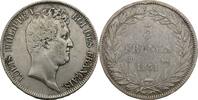 France 5 Francs Louis-Philippe I Tranche en creux Rayures infimes de nettoyage -