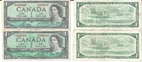 Canada 1 DOLLAR 2 VARIANTS 1 dollar 1954 Canada -