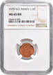 The Netherlands East Indies 1/2 cent Nederlands Indië 1939 NGC MS 65 RD BU