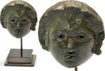 bronze A Roman head attachment of a youth, ca 1st-2nd century AD -
