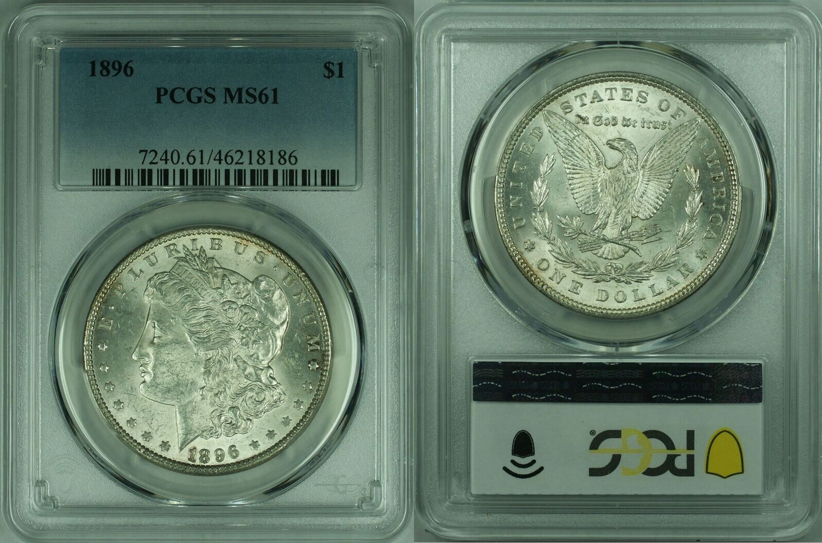 USA Dollar 1896 Morgan Silver Coin PCGS MS 61 Better Coin 47B