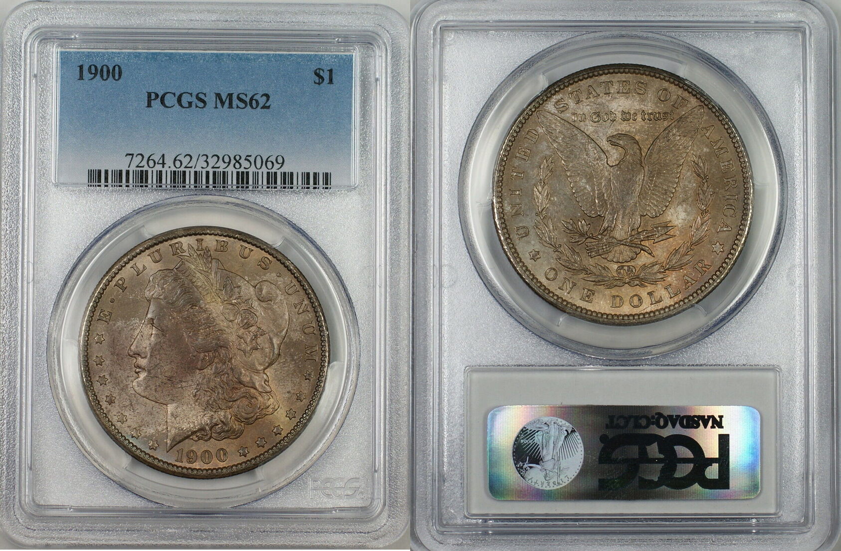 USA 1 Coin 1900 Morgan Silver Dollar PCGS MS 62 Toned Ta MA Shops