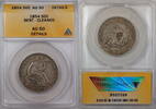 USA Half Dollar Seated Liberty Silver ANACS AU-50 Details Bent Cleaned Coin -