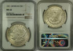 USA $1 Coin Morgan Silver Dollar NGC MS-62 (15a) -