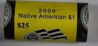 USA 1 Dollar 2009-P *Unopened* BU Roll OBW of 25 Sacagawea Native American $ Coins -