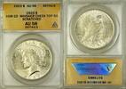 USA Dollar VAM-1D Peace Silver Coin ANACS AU-58 Details, Whisker Cheek Top 50 -