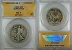 USA Half Dollar Walking Liberty Silver ANACS AG-3 Details, Scratched Coin -