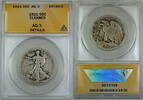 USA Half Dollar Walking Liberty Silver ANACS AG-3 Details, Cleaned Coin -