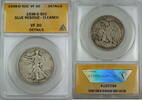 USA Half Dollar 1938-D Walking Liberty Silver ANACS VF-20 Details Glue Cleaned Coin -