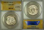 USA Half Dollar Walking Liberty Silver 50c Coin ANACS MS-64 Lightly Toned GBR -