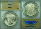 USA $1 Coin Peace Silver Dollar ANACS MS-63 -