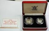 Weltmünzen United Kingdom Silver Proof Five Pence Two Coin Set-Box & COA -