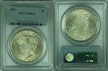 USA $1 Coin Peace Silver Dollar PCGS MS-63 Lightly Toned (34-J) -
