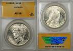 USA Dollar 1922-D $1 Peace Silver Coin ANACS AU-58 (Better Coin) (8C) -