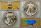 USA 1923 $ $1 Peace Silver Coin ANACS MS-60 Toned GEM Details Cleaned (Better Coin 8B) -