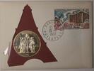 Weltmünzen 1972 France France Ten Francs Fine Silver Yellow Toned UNC Coin in Cover with Stamp -