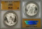 USA Dollar Peace Silver Coin ANACS $1 MS-60 Details Cleaned (Better Coin 8H) -