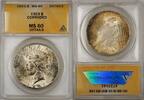 USA Dollar Peace Silver Coin ANACS $1 MS-60 Details Corroded (8I) -