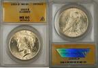 USA Dollar Peace Silver Coin ANACS $1 MS-60 Details Cleaned (Better Coin 8J) -