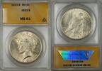 USA Dollar Peace Silver Coin ANACS $1 MS-61 (Better Coin 8C) -