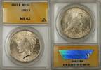 USA Dollar Peace Silver Coin ANACS $1 MS-62 (Toned Better Coin 8C) -