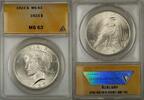 USA 1923 $ $1 Peace Silver Dollar Coin ANACS MS-63 (Better Coin 8C) -