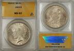 USA Dollar Peace Silver Coin ANACS $1 MS-62 (Light Toning 8D) -