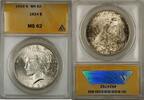 USA Dollar Peace Silver Coin ANACS $1 MS-62 (Toned Reverse 8E) -