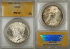 USA Dollar Peace Silver Coin ANACS $1 MS-62 (Toned Reverse 8H) -