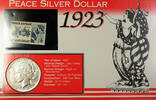 USA 6 Cent 1923-S Peace Silver Dollar Circulated Coin Suffrage Stamp & Fact Sheet -