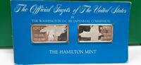 Exonumia Pair of Hamilton Mint Statehood NC/NY .999 Fine 1 Troy Oz Silver Ingots -
