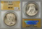 USA Dollar 1922-S Peace Silver Coin $1 ANACS MS 62 Light Toning Better Quality -