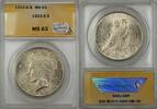 USA Dollar 1922-S Peace Silver Coin $1 ANACS MS 63 Light Scattered Toning -