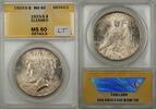 USA Dollar 1923-S Peace Silver Coin $1 ANACS MS 60 Cleaned Details Light Toning -